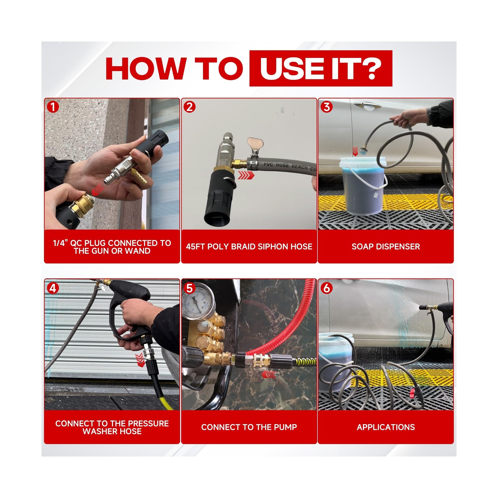 Adjustable Long-Range External Chemical Injection for Pressure Washer, Downst…