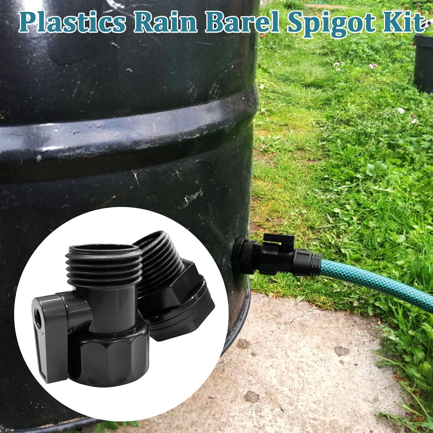 4 Pack Rain Barrel Spigot kit 3/4” Plastic 3/4 inch, 4 Bulkhead+4 Valve