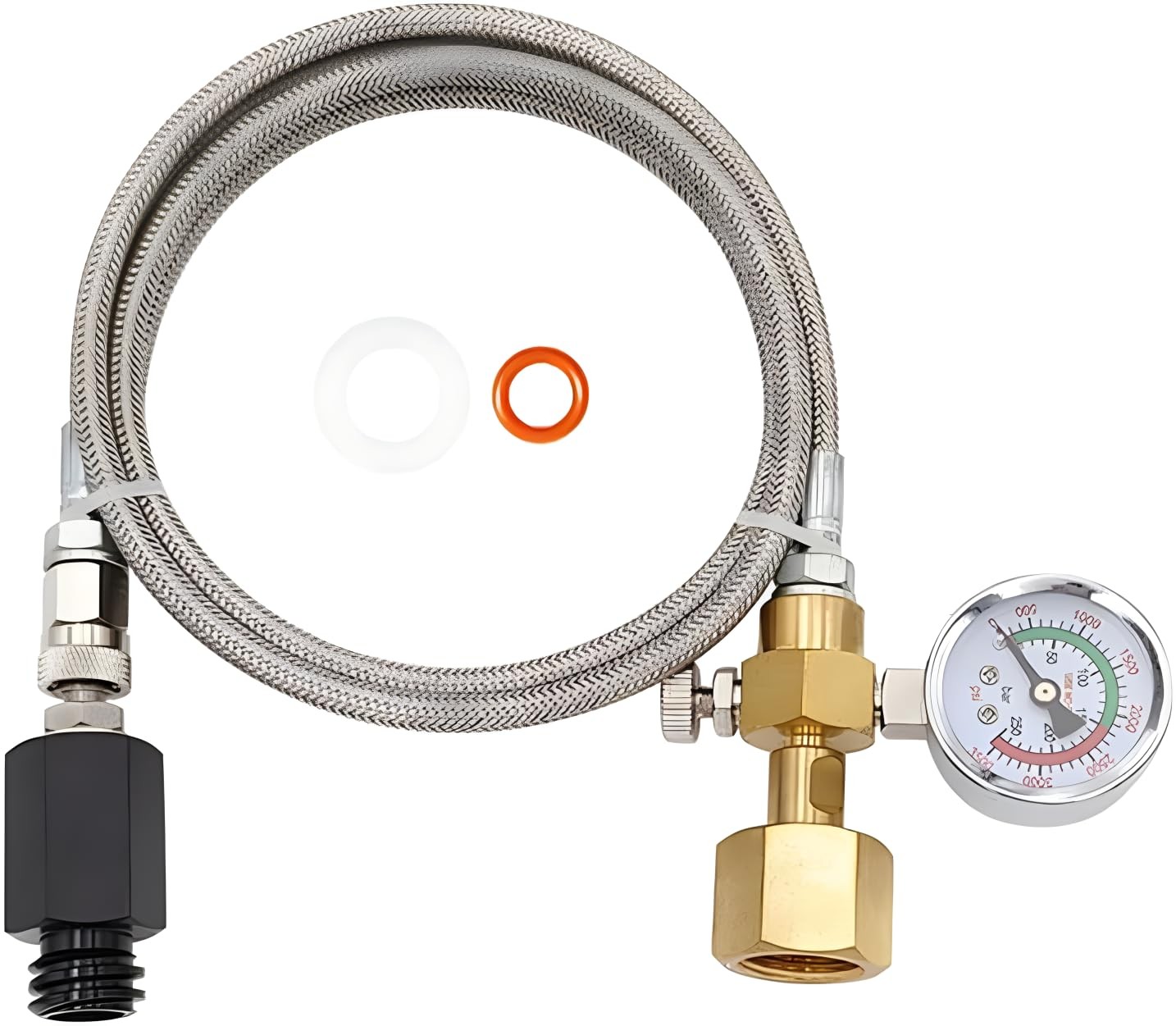 Upgraded Soda Machine Co2 Adapter Stainless Steel Hose with Larger small, Red