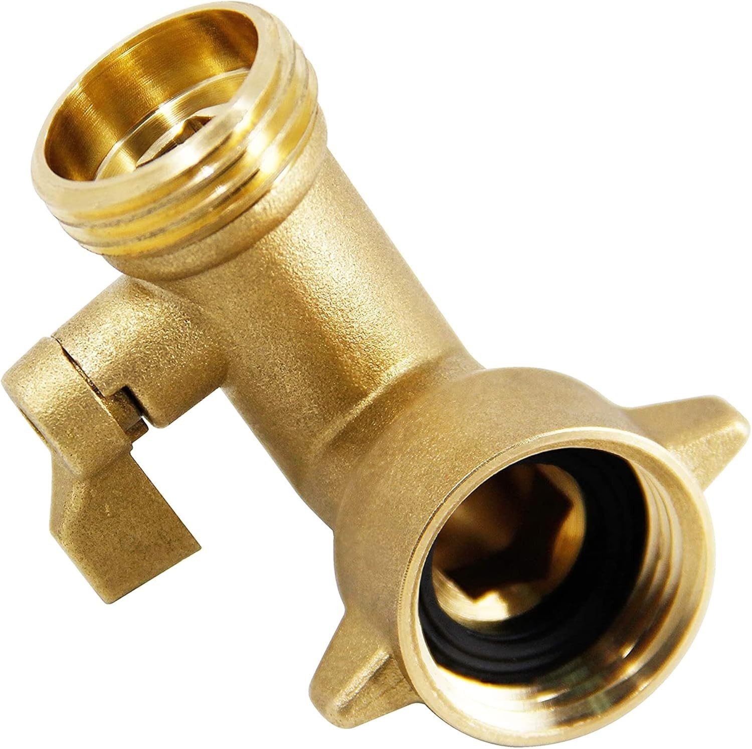 Xiny Tool 90 Degree Garden Hose Adapter with Shut Off Valves, 3/4″ Solid Brass G