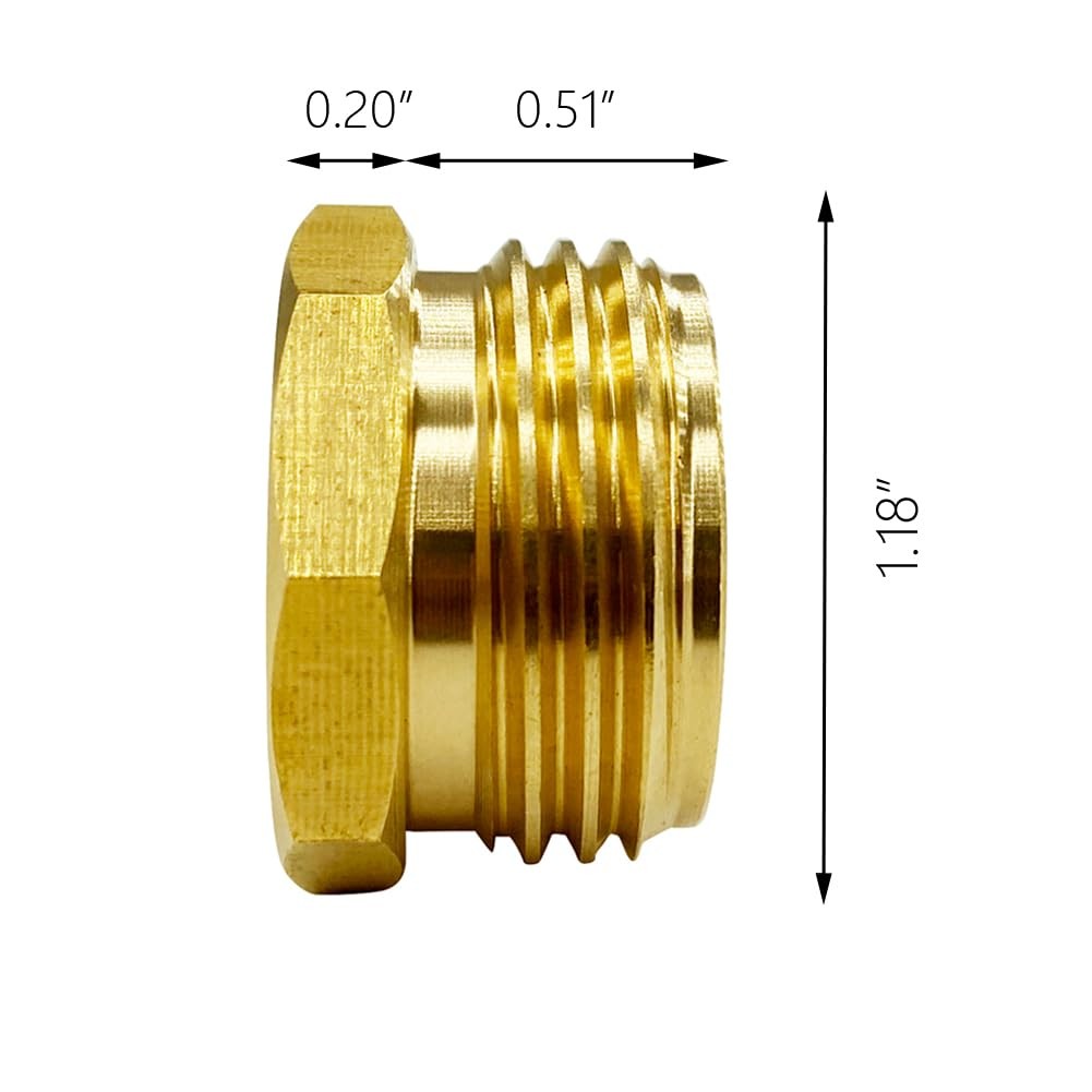 GESHATEN 3/4” GHT Male x 1/2” NPT Female Connector, Brass 3/4 inch,