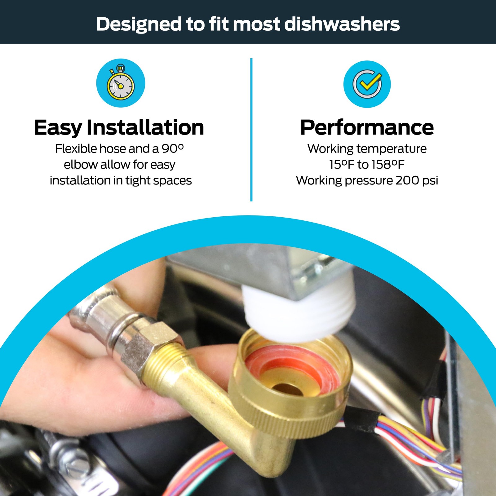 Eastman 5 Ft. Dishwasher Installation Kit, Braided Stainless 5 Ft., Silver