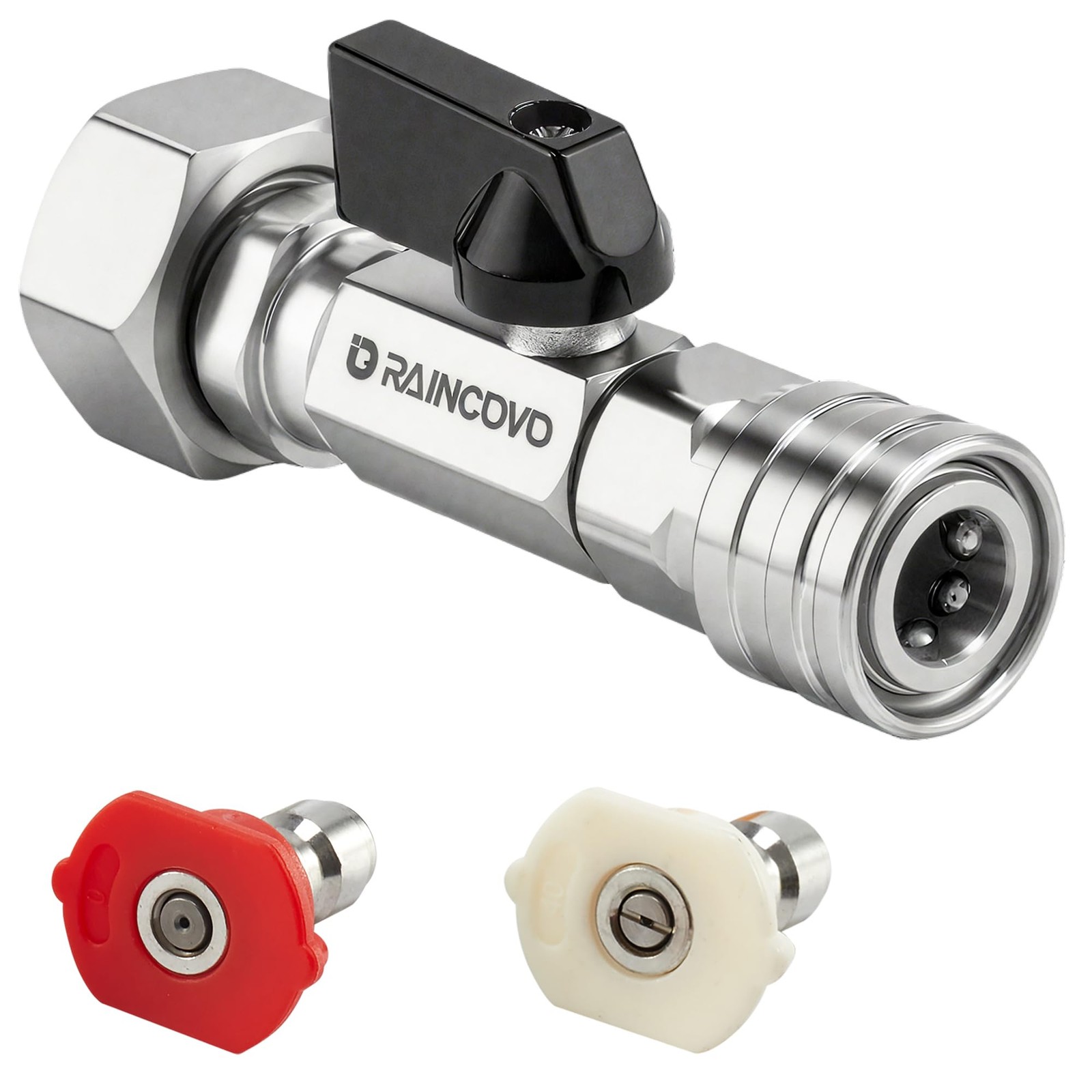 Raincovo Garden Hose Shut Off Valve to Pressure Washer 3.6 inches, Silvery