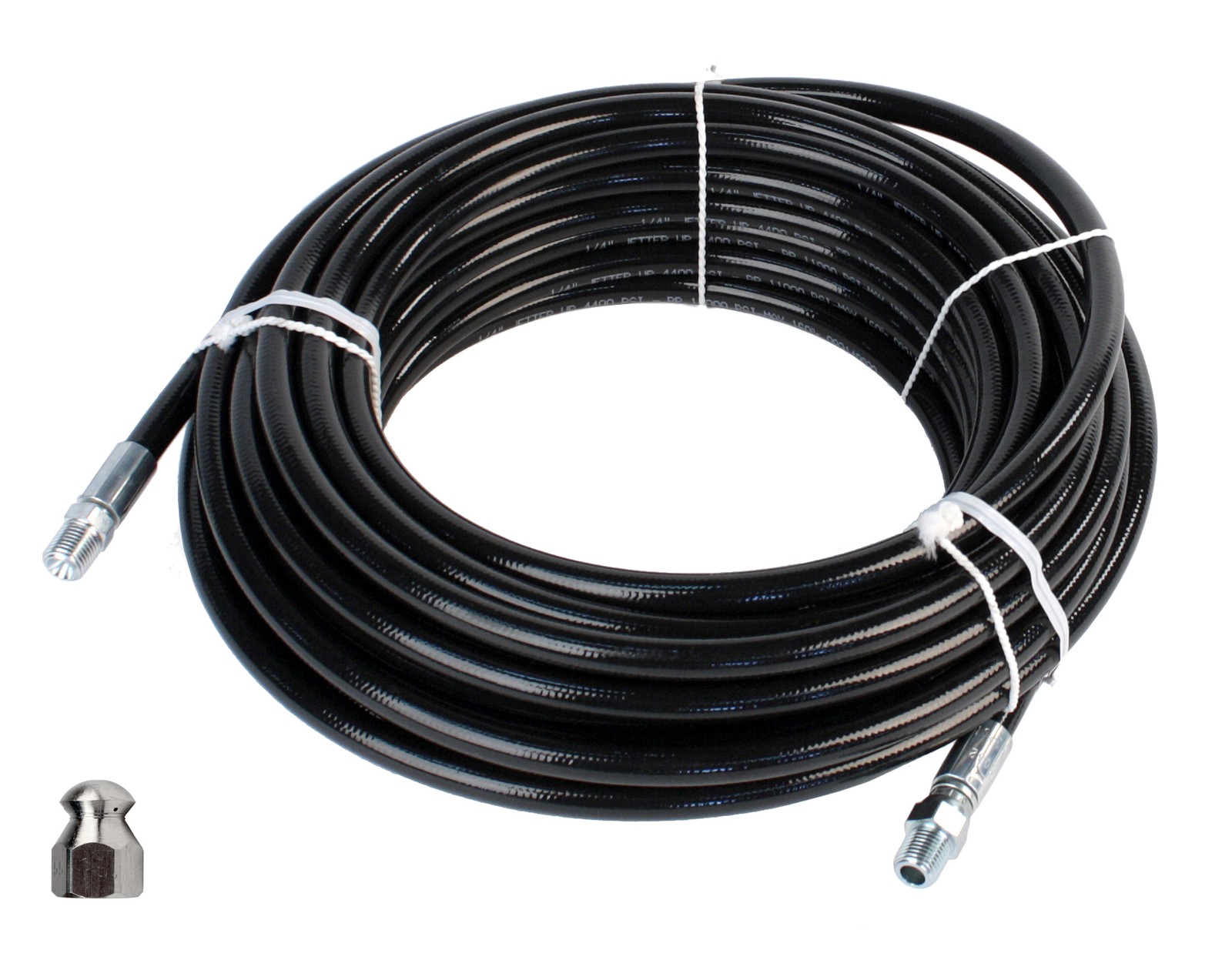 Schieffer 1/4″ x 100′ 4400 PSI Thermoplastic Sewer Jetter Hose & 5.5 Nozzle
