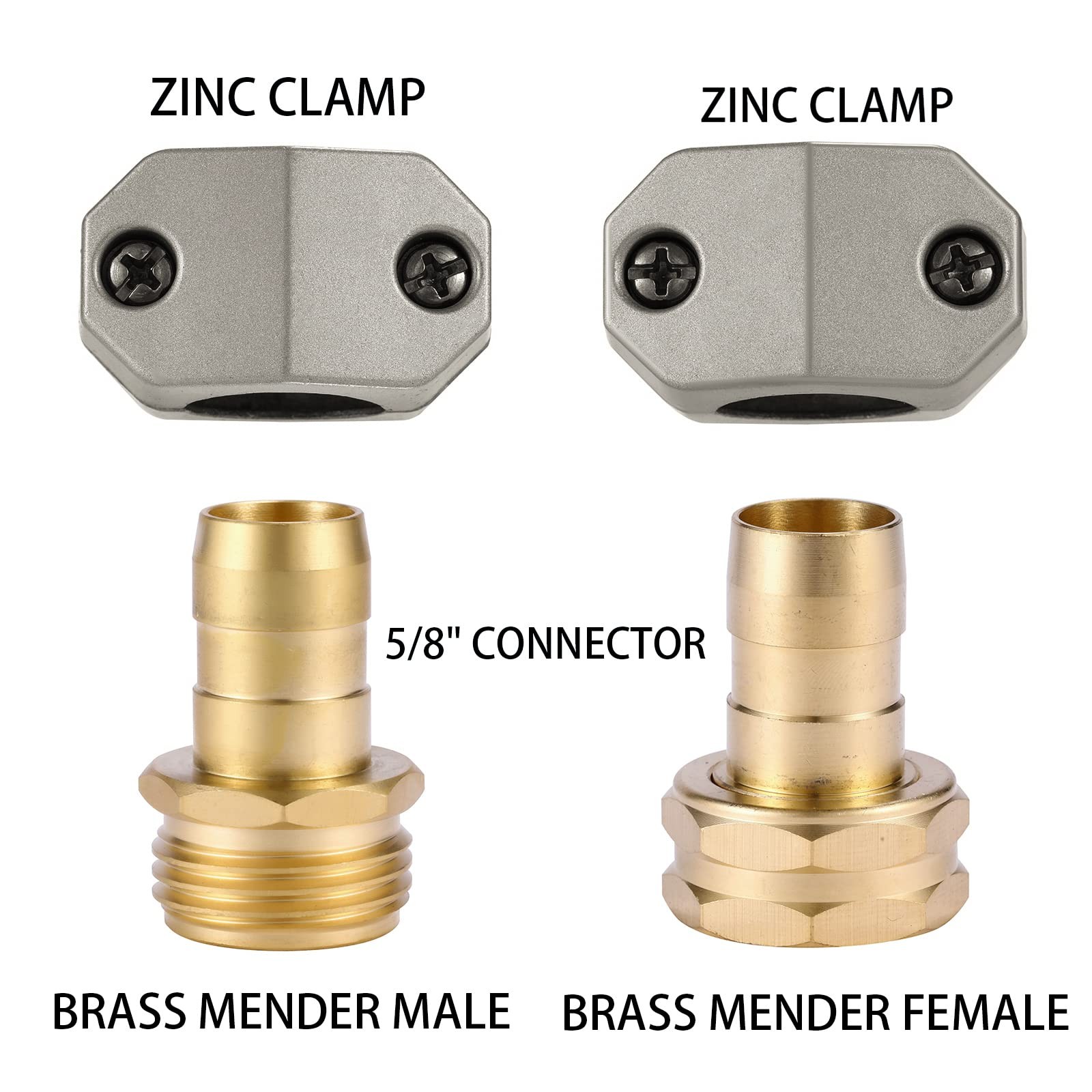 Sanpaint Garden Hose Repair Female Coupling+Male Coupling(4 Pack), Brass