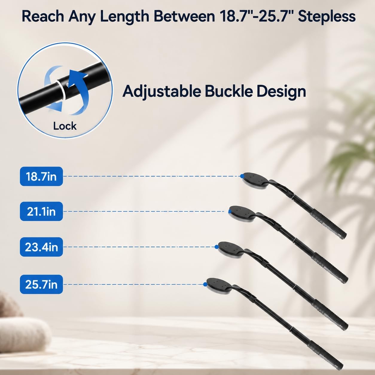 Lotion Applicator for Back, 25.7” Telescopic Back Applicator, Black