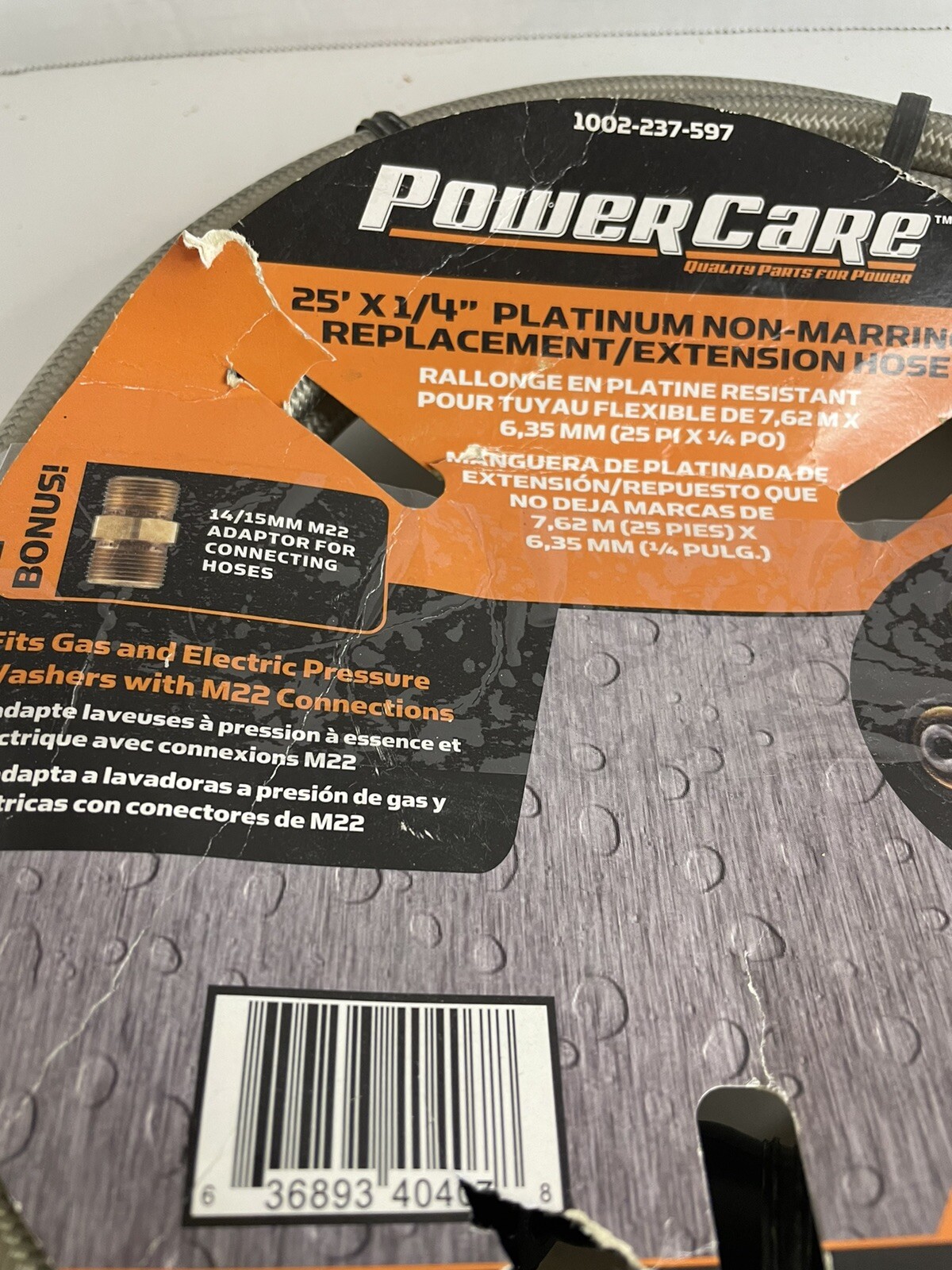 Power Care 25ft x ¼” 3200psi M22 Connector Pressure Washer Hose