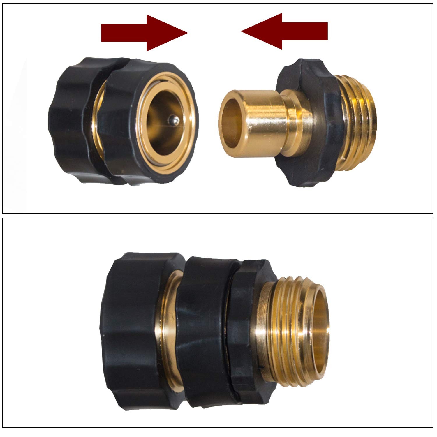 Hourleey Garden Hose Quick Connector, 3/4 Inch Male and Female 6 Set, Silver