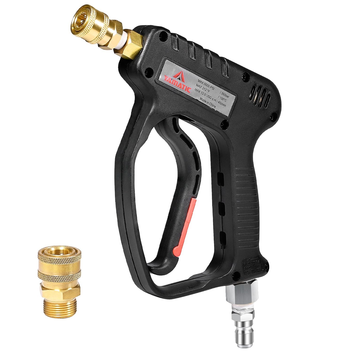 5000 PSI Pressure Washer Short Gun with Swivel Plug Coupler Stubby Trigger Handl