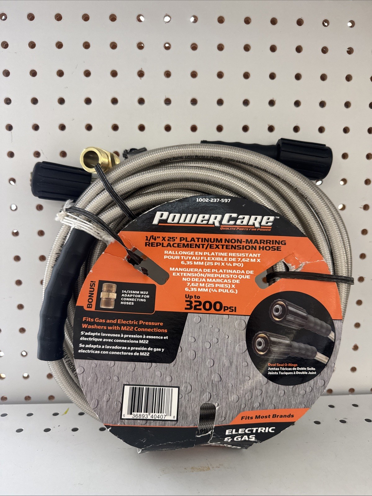 Power Care 25ft x ¼” 3200psi M22 Connector Pressure Washer Hose Non-Marring
