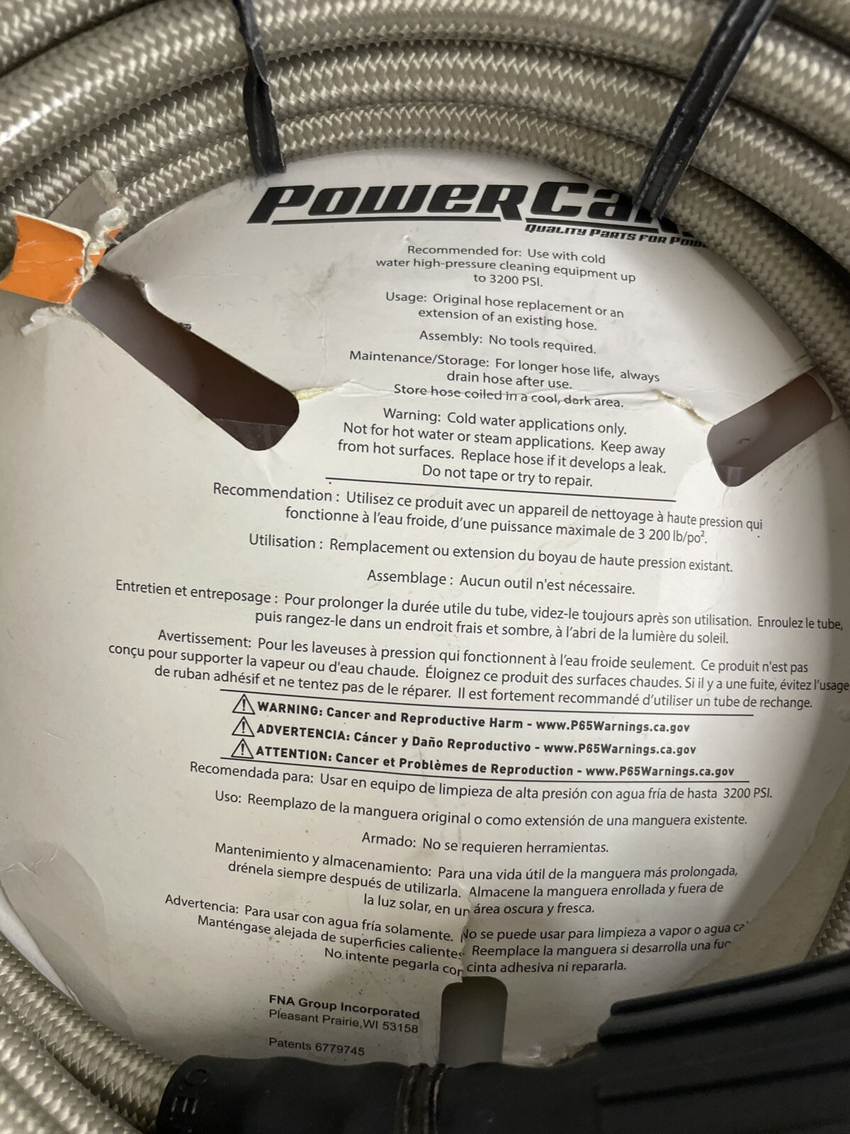 Power Care 25ft x ¼” 3200psi M22 Connector Pressure Washer Hose