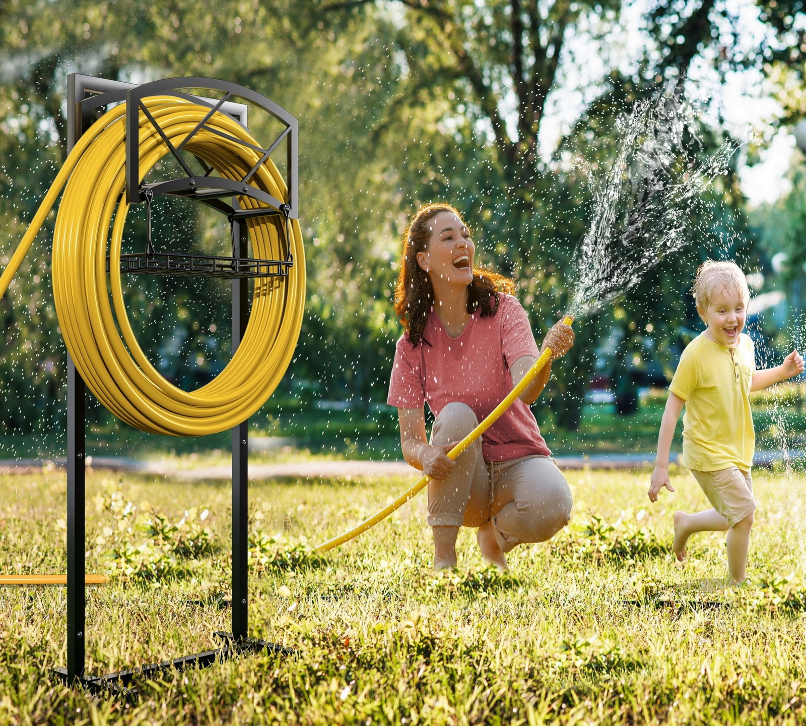 Fire Beauty Heavy-Duty Portable Garden Hose Holder with 42.52 inches, Black
