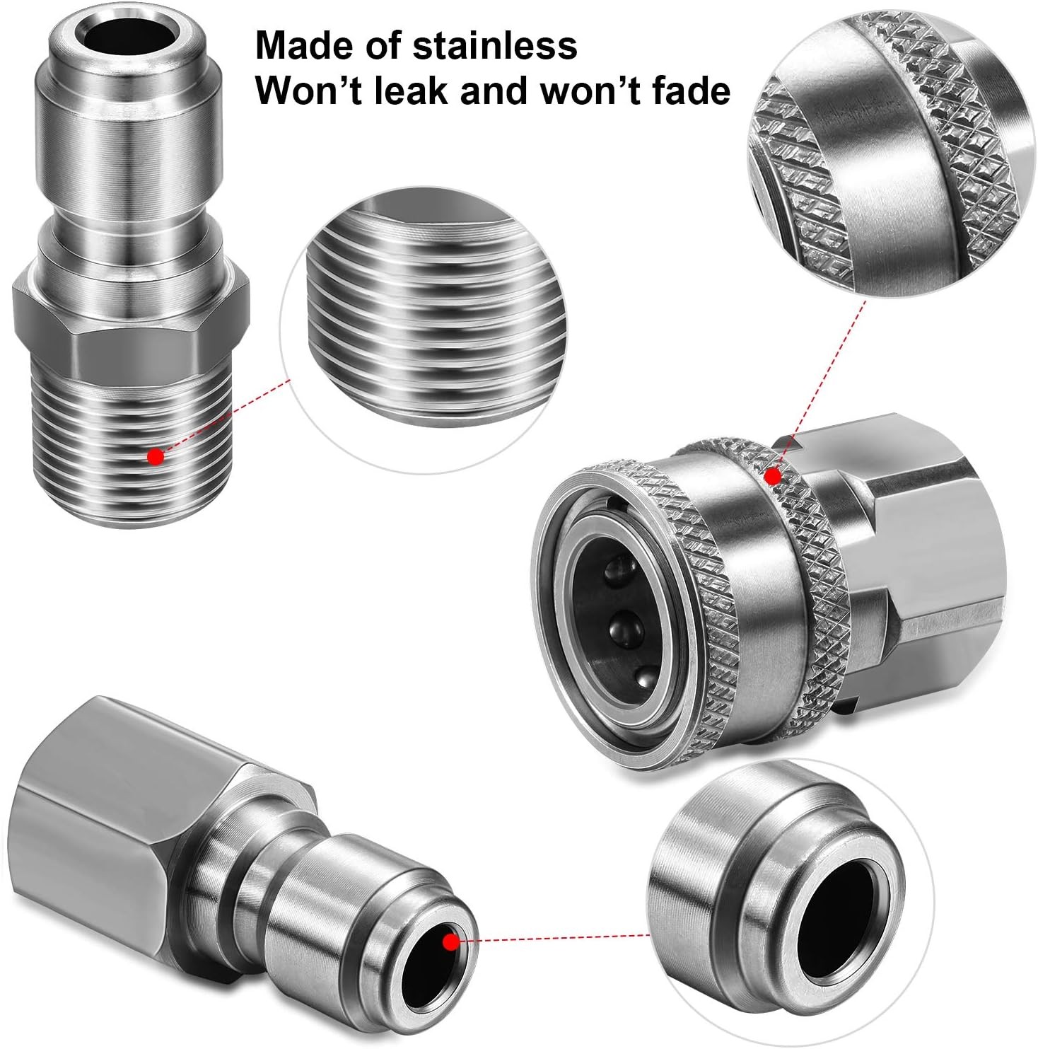 Hotop NPT 3/8 Inch Stainless Steel Male and Female Quick Connector