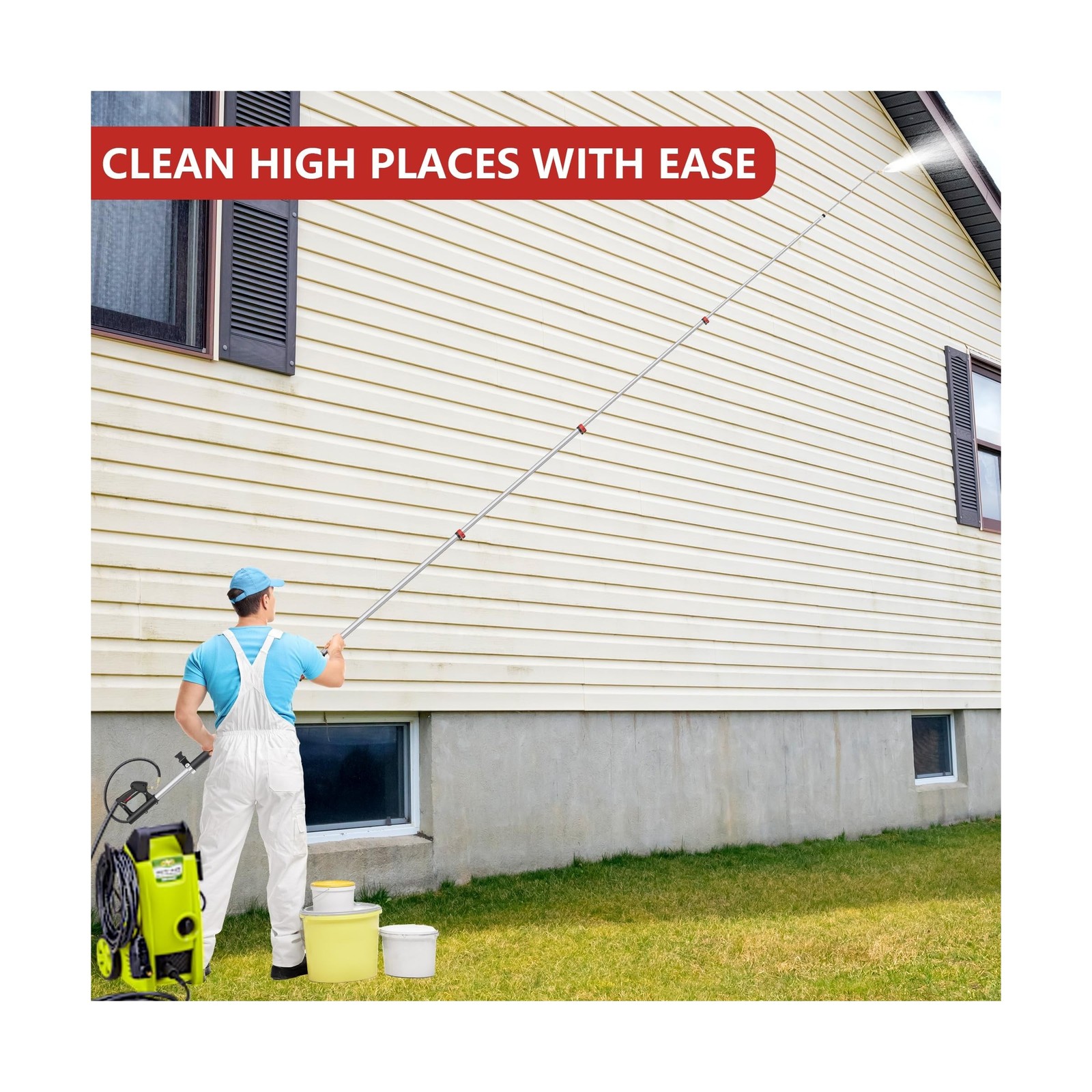 24 FT Gutter Cleaning Tools from The Ground – Telescoping Pressure Washer Wan…