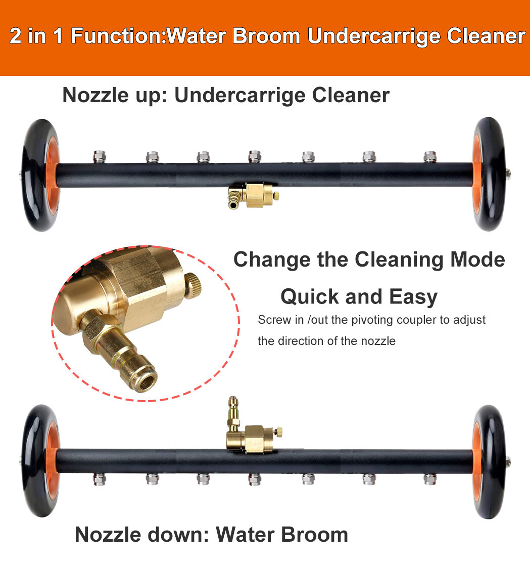 24″ Pressure Power Washer Surface Cleaner Undercarriage Water Broom 4000PSI