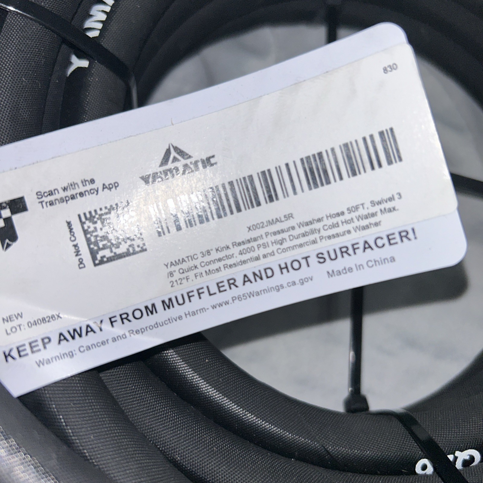 Yamatic 3/8” Kink Resistant Pressure Washer Hose 4000psi