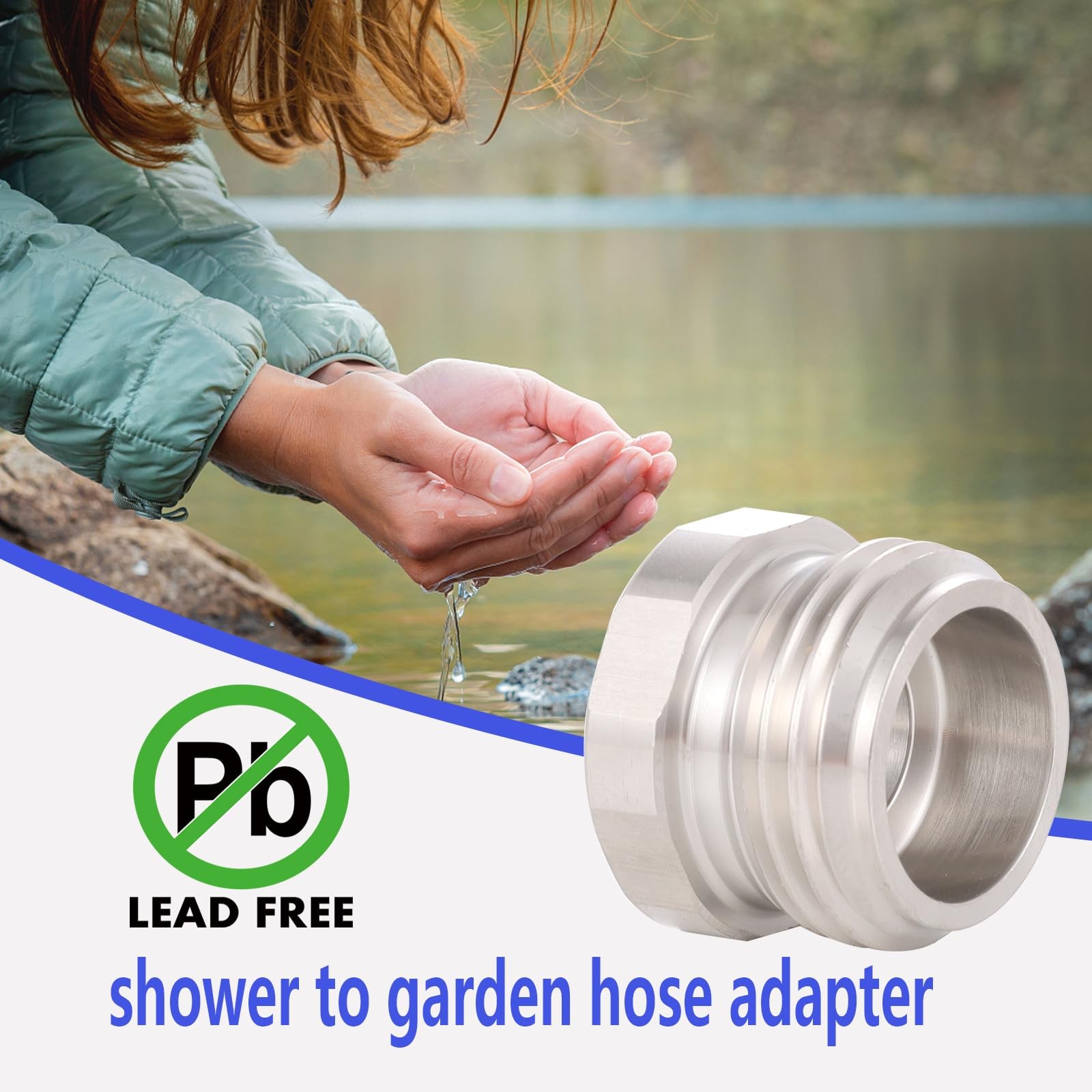 Garden hose to shower pipe/arm handshower adapter,G1/2 1/2 inch, Silver
