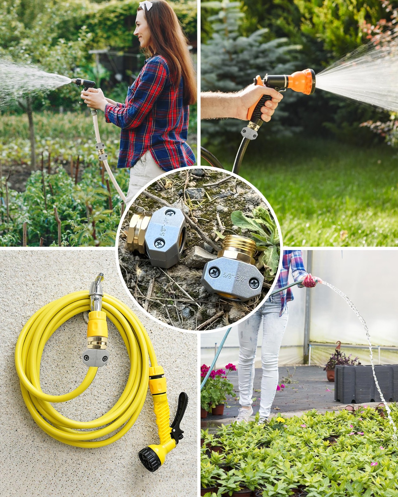 Hose Repair Kit for Garden and 5/8″ 3/4″, 4 Pack(2Female + 2Male)
