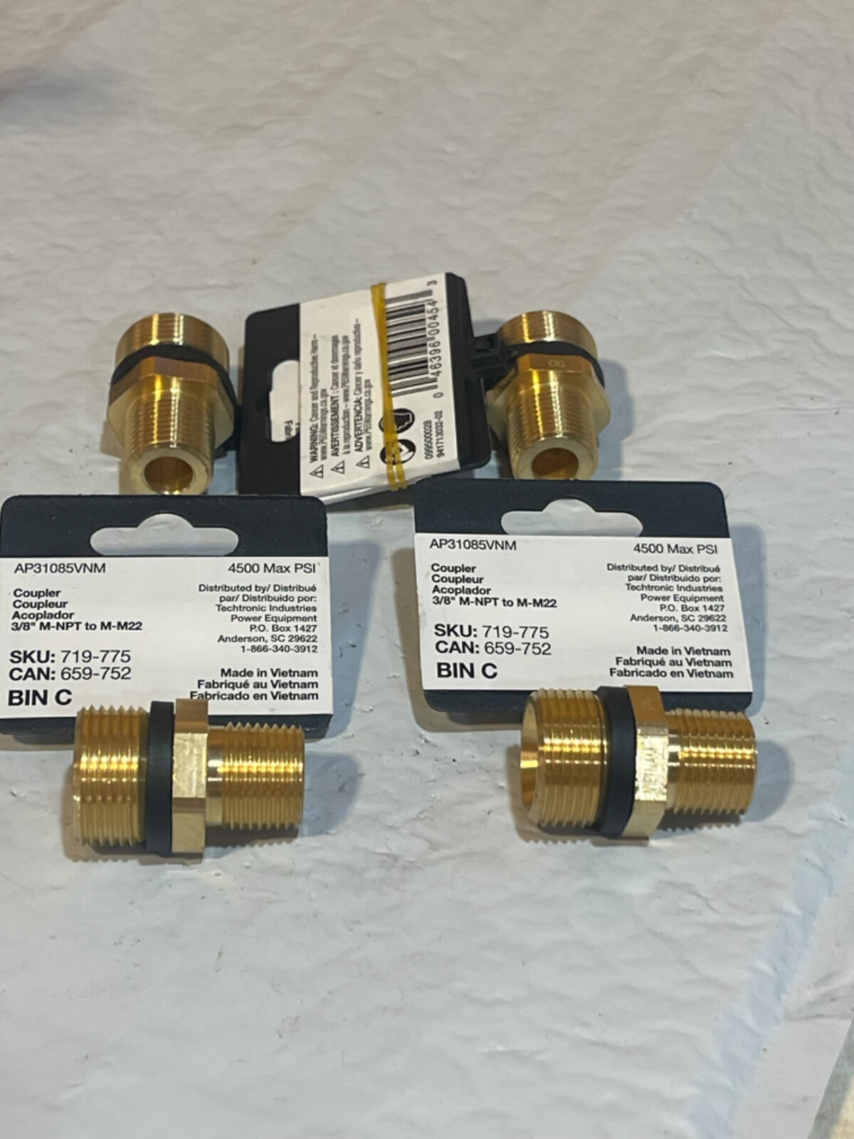 4 NEW Powercare 3/8 in. Male NPT x Male M22 Hose to Trigger Coupler 719-775 (N3)