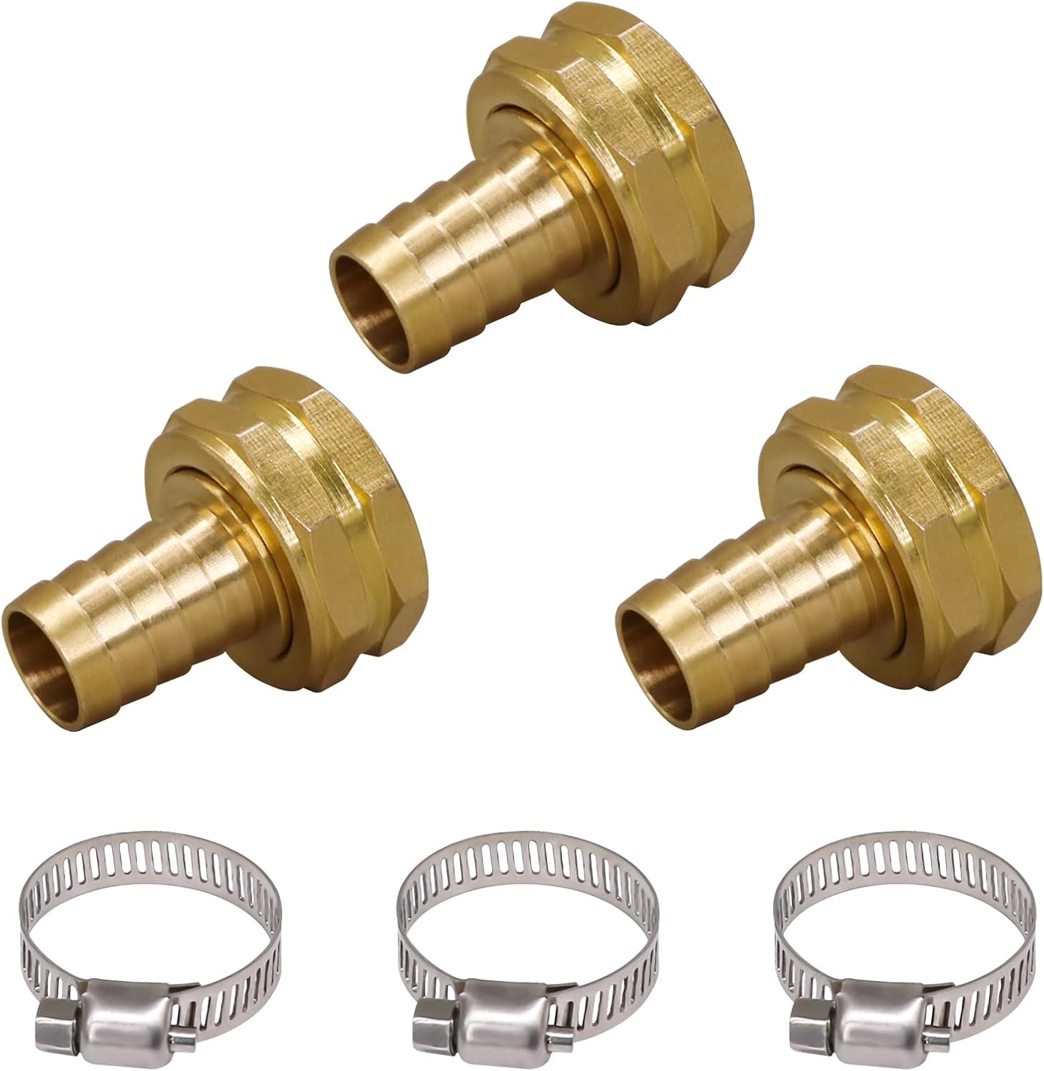 Brass Garden Hose Repair Connector, 3/4” Barb x GHT 3/4 Female Thread