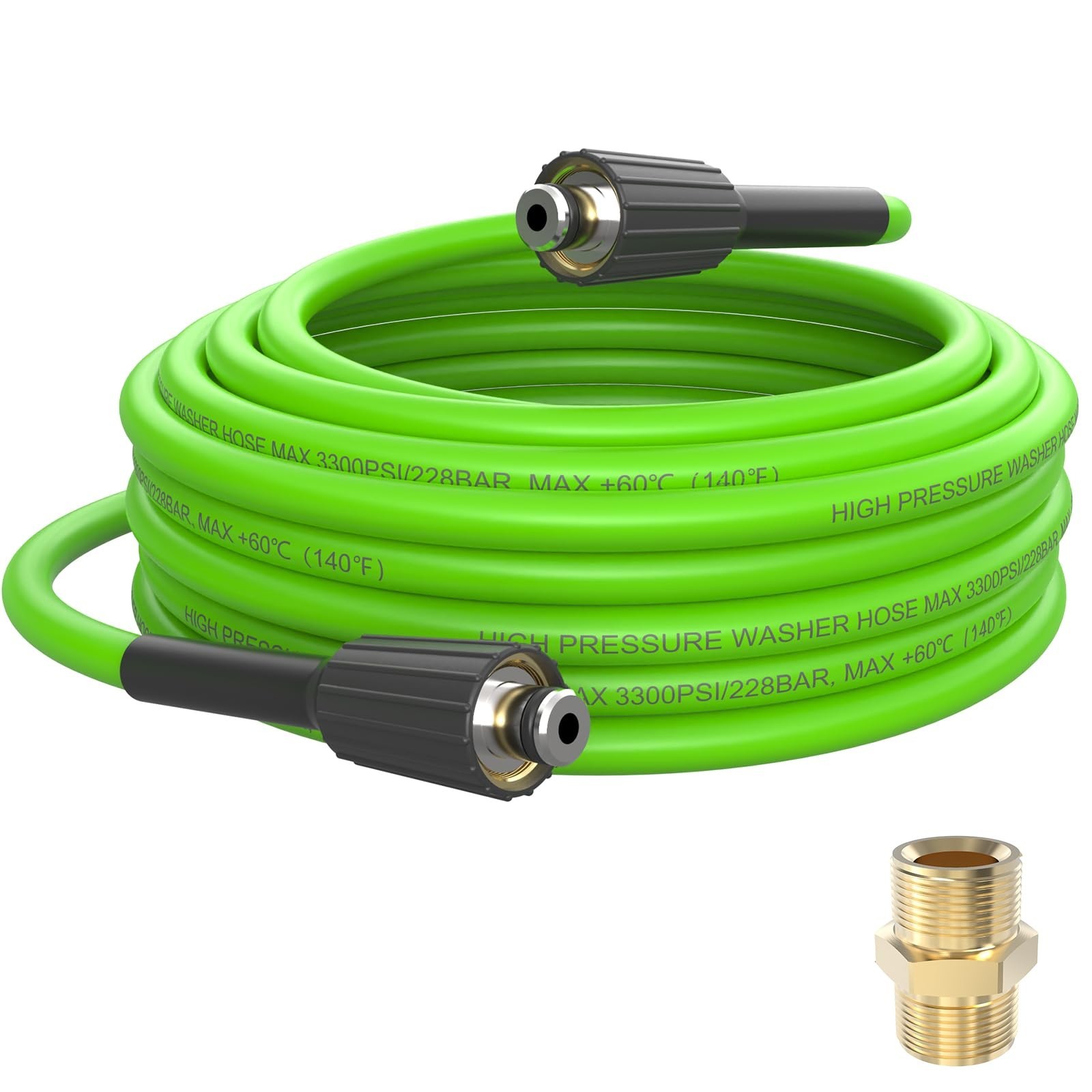 PVC Pressure Washer Hose 25 FT x 1/4″, Kink Resistant Power Washer Hose, High…