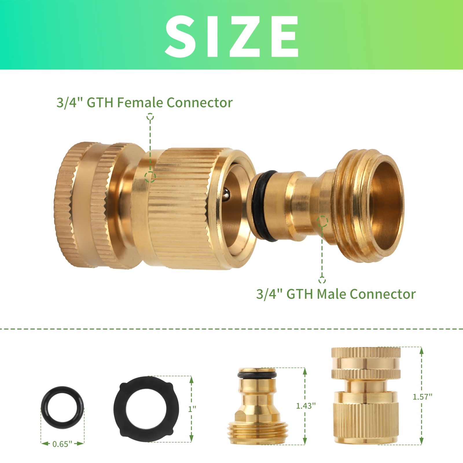 PELTEFLU Garden Water Pipe Quick Connect, Solid Brass 3/4 Inch 6 Packs,