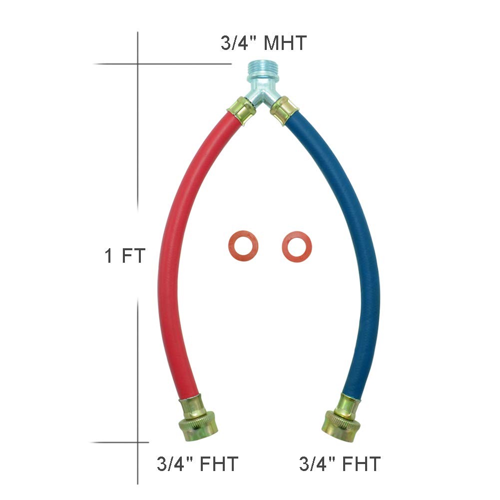 TTFLEX 1FT Washing Machine Y Hose, Hot Cold Hose 12 inches, Red and Blue