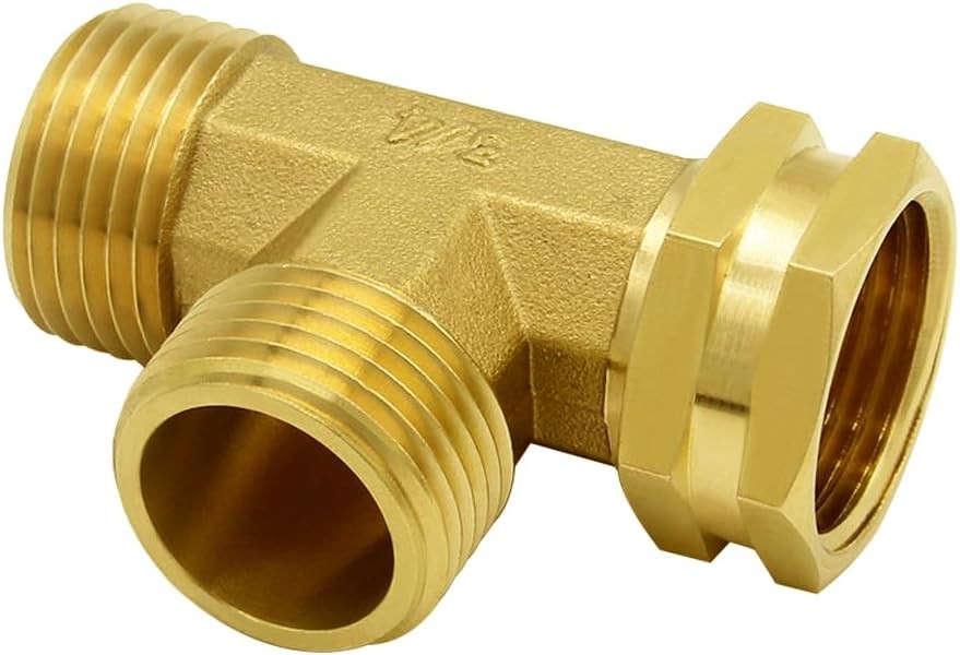 Hooshing Brass Garden Hose Tee Fitting 3/4″ GHT Male x x Female,