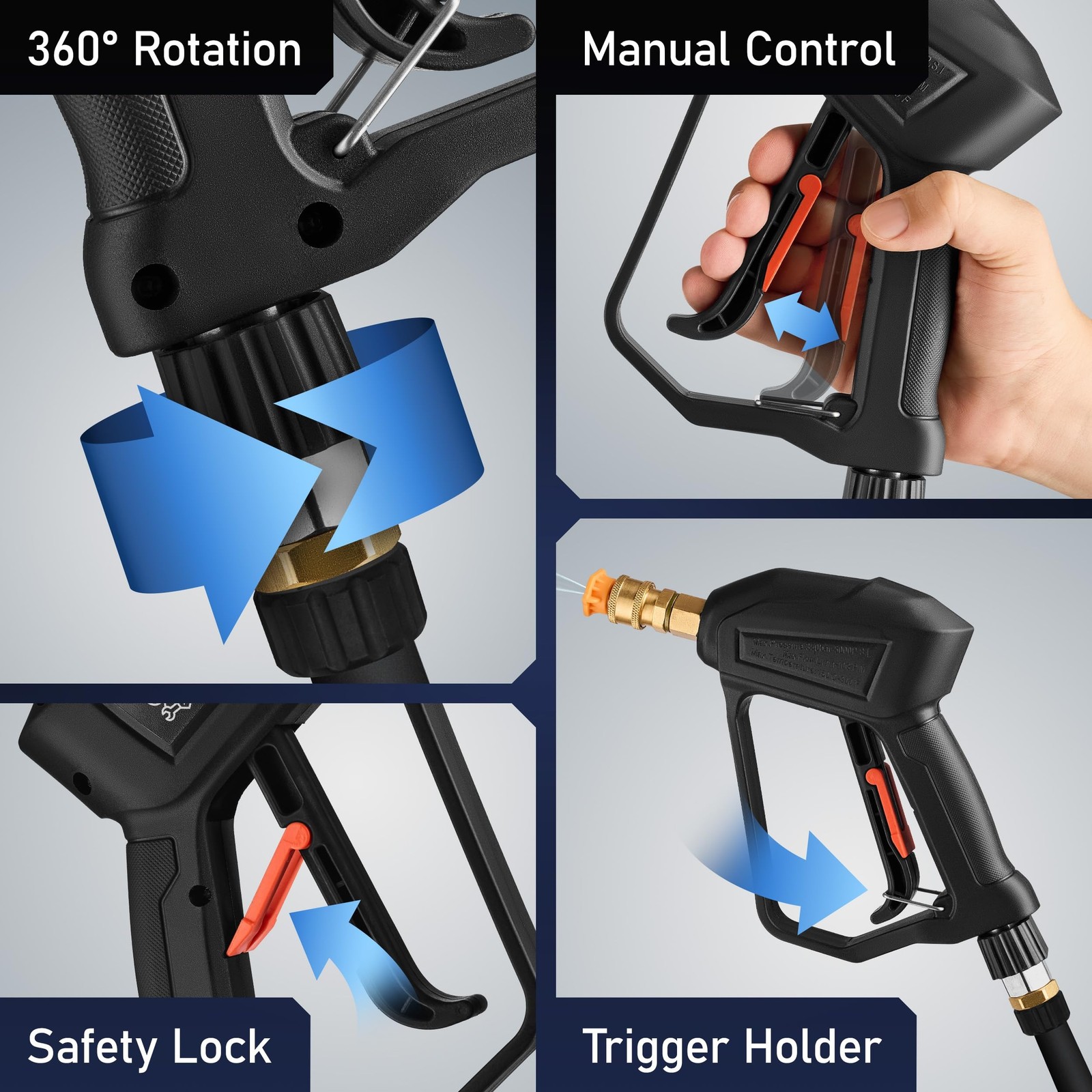 Wild Cricket Tools® Short Pressure Washer Gun 5000 PSI, 3/8″ QC & M22-14mm