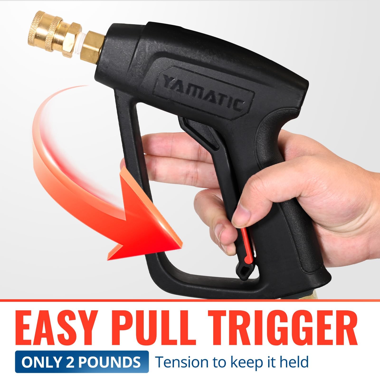 YAMATIC Pressure Washer Gun and Wand with 5 Spray Long handle 4000PSI, Black