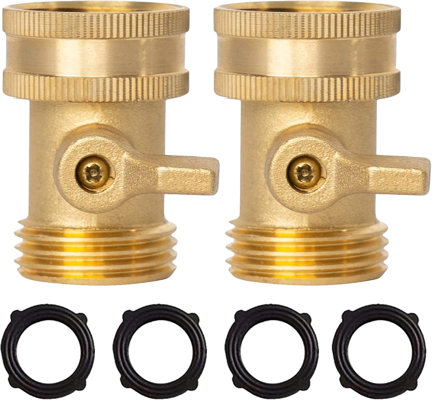 Xiny Tool Brass Garden Hose Shut Off Valve, 2 Pack Heavy Duty 2 Pack, Gold