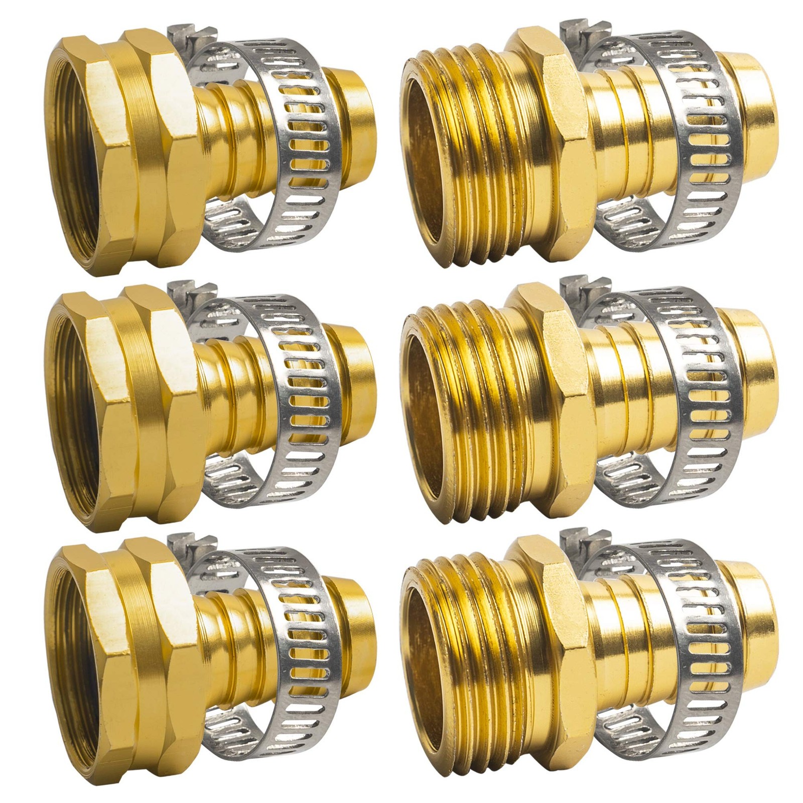 Xiny Tool Hose Repair Connectors with Claps, 5/8″ 5/8 Inch 3 Set, Silver