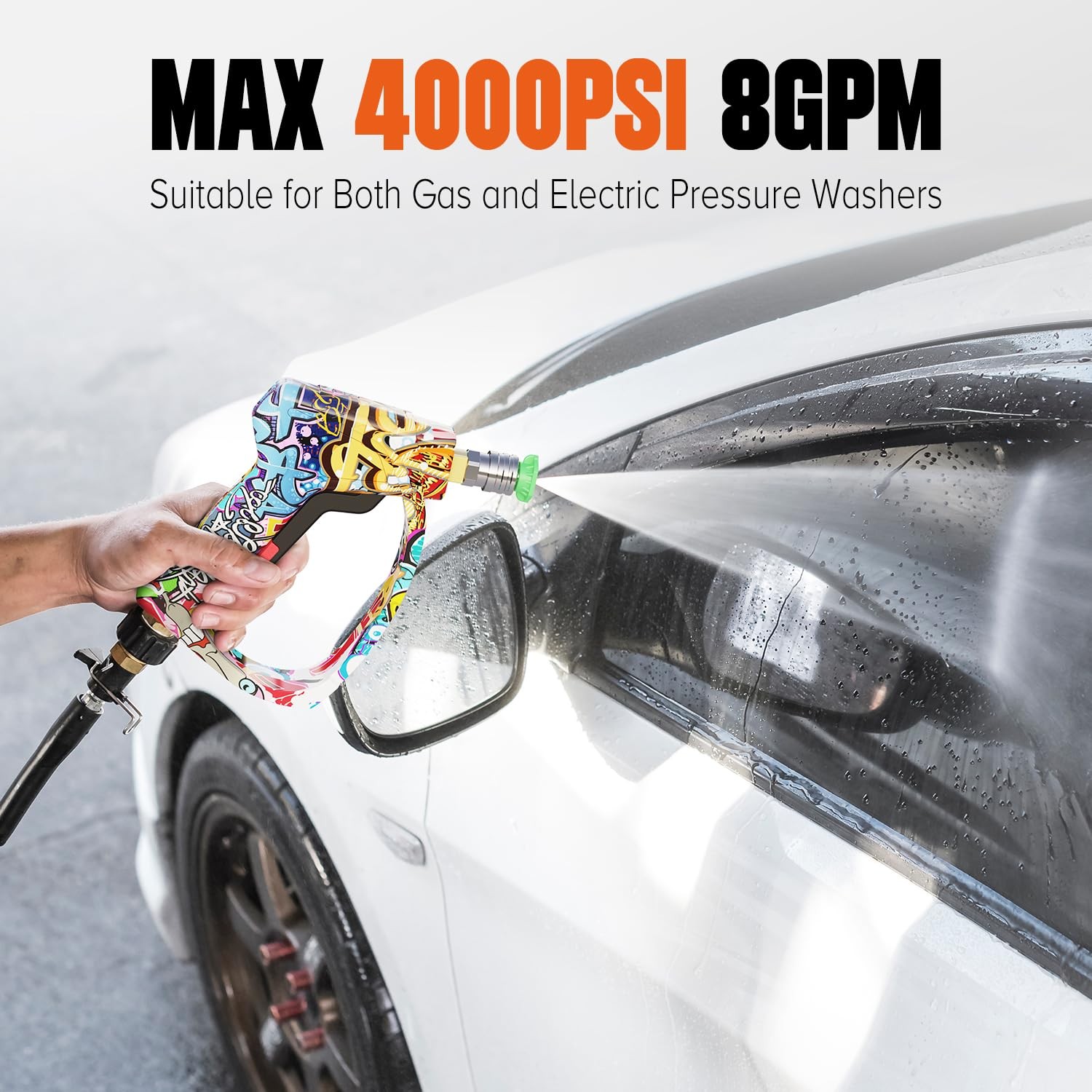 Short Pressure Washer Gun, High Gun 4000 PSI Graffiti