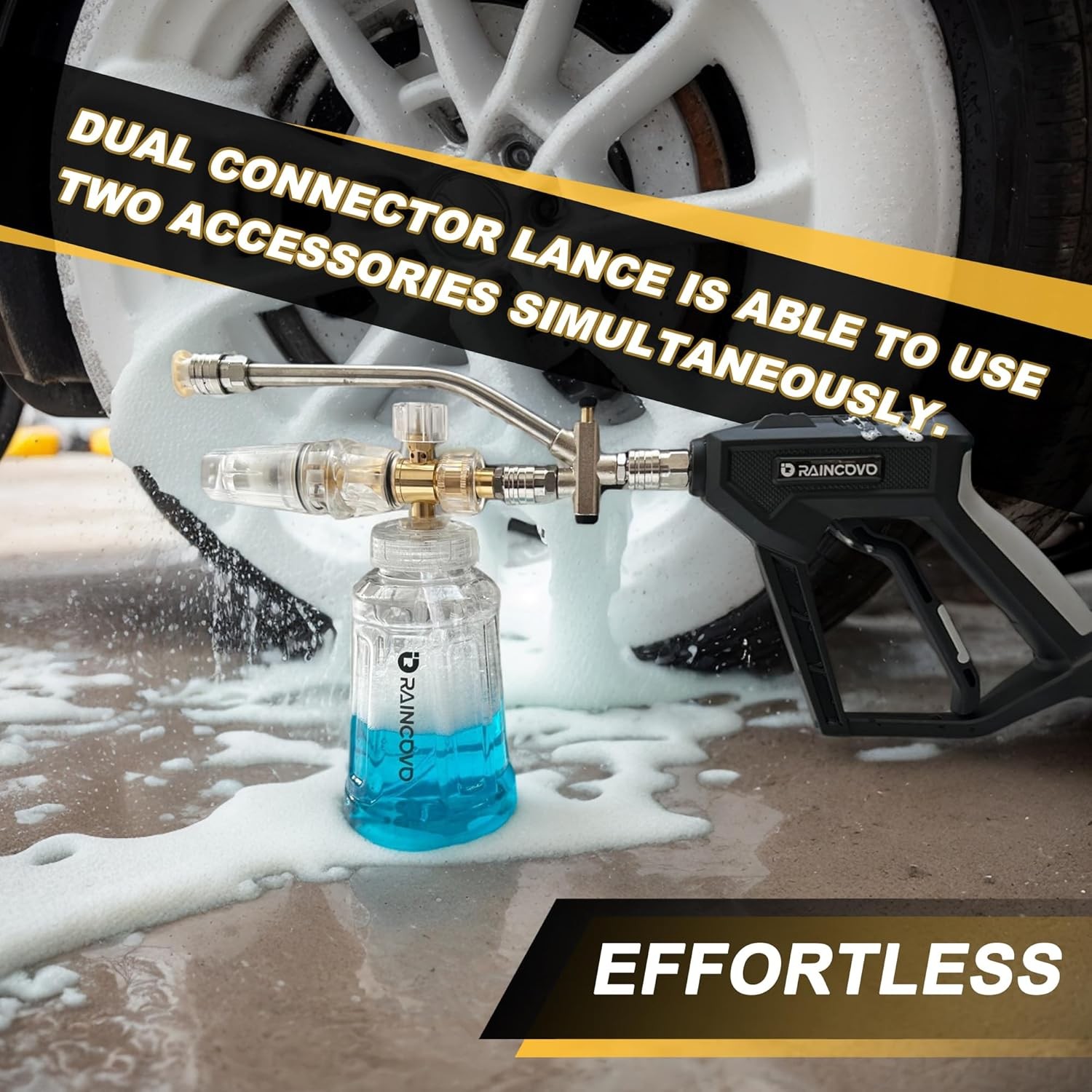 Foam Cannon with Short Pressure Washer Gun, Dual Connector Accessories, Snow …