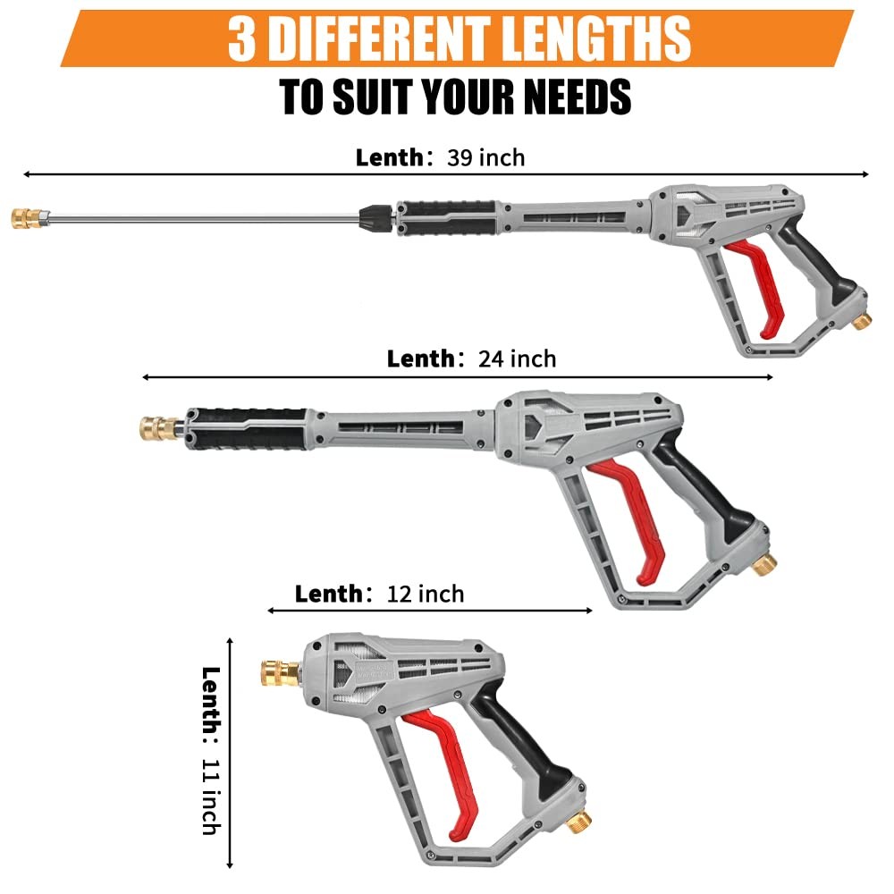 WXMECH Pressure Washer Gun with Extension Wand Replacement 39 inches, Gray