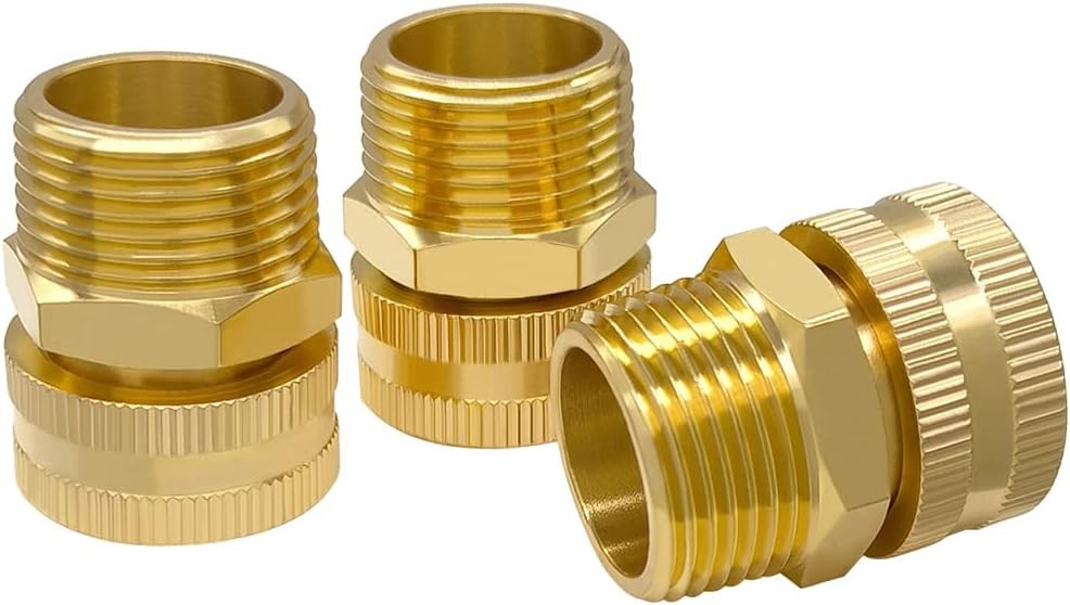 Hooshing 3PCS 3/4″ GHT Female to 3/4 x NPT Male, Brass