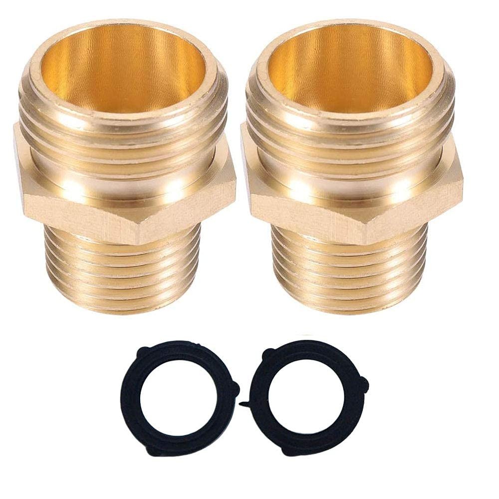 YOUHO Garden Hose Adapter 3/4 GHT Male x 1/2NPT(M) to 3/4GHT(M)2pcs, Brass