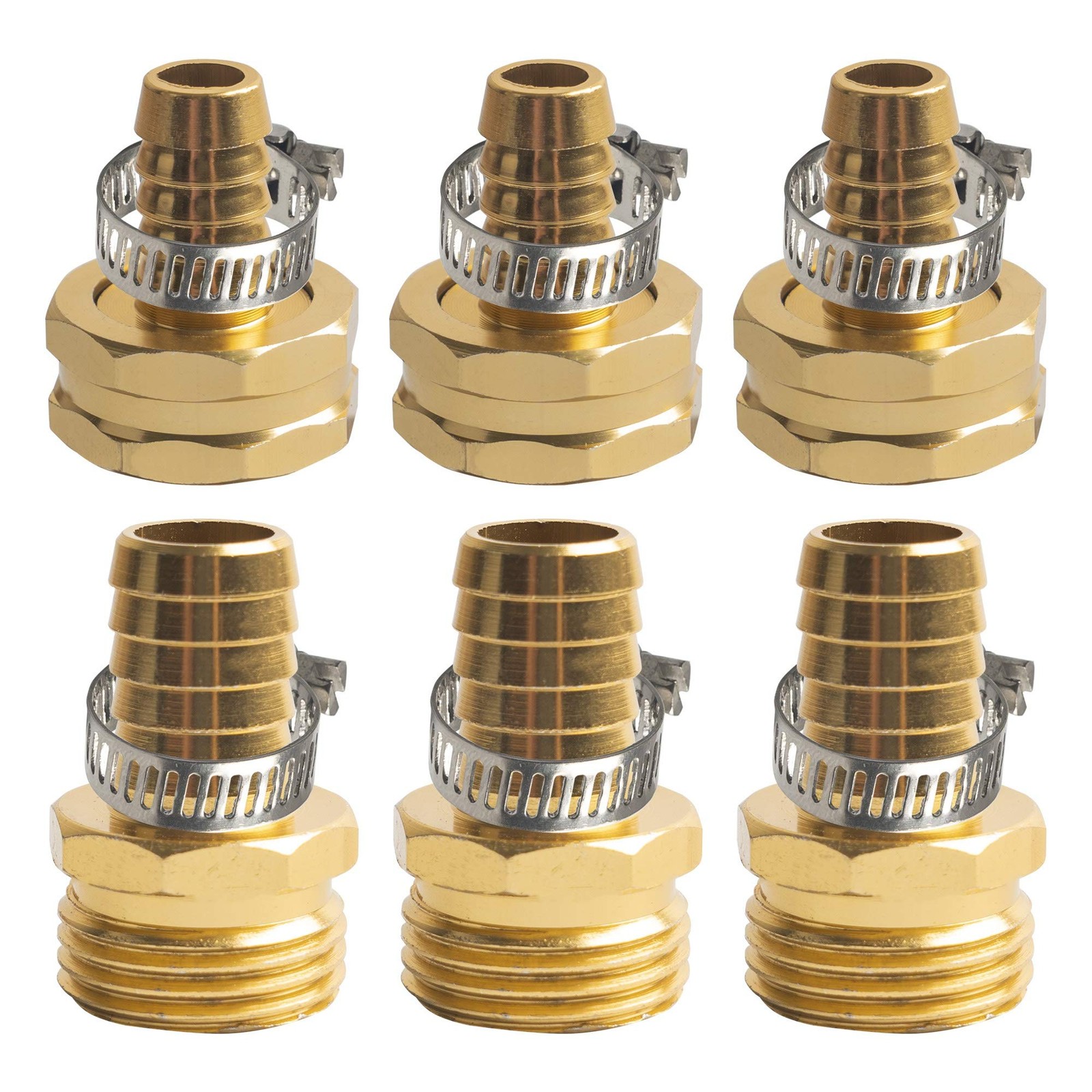 Xiny Tool Hose Repair Connectors with Claps, 5/8″ 5/8 Inch 3 Set, Silver