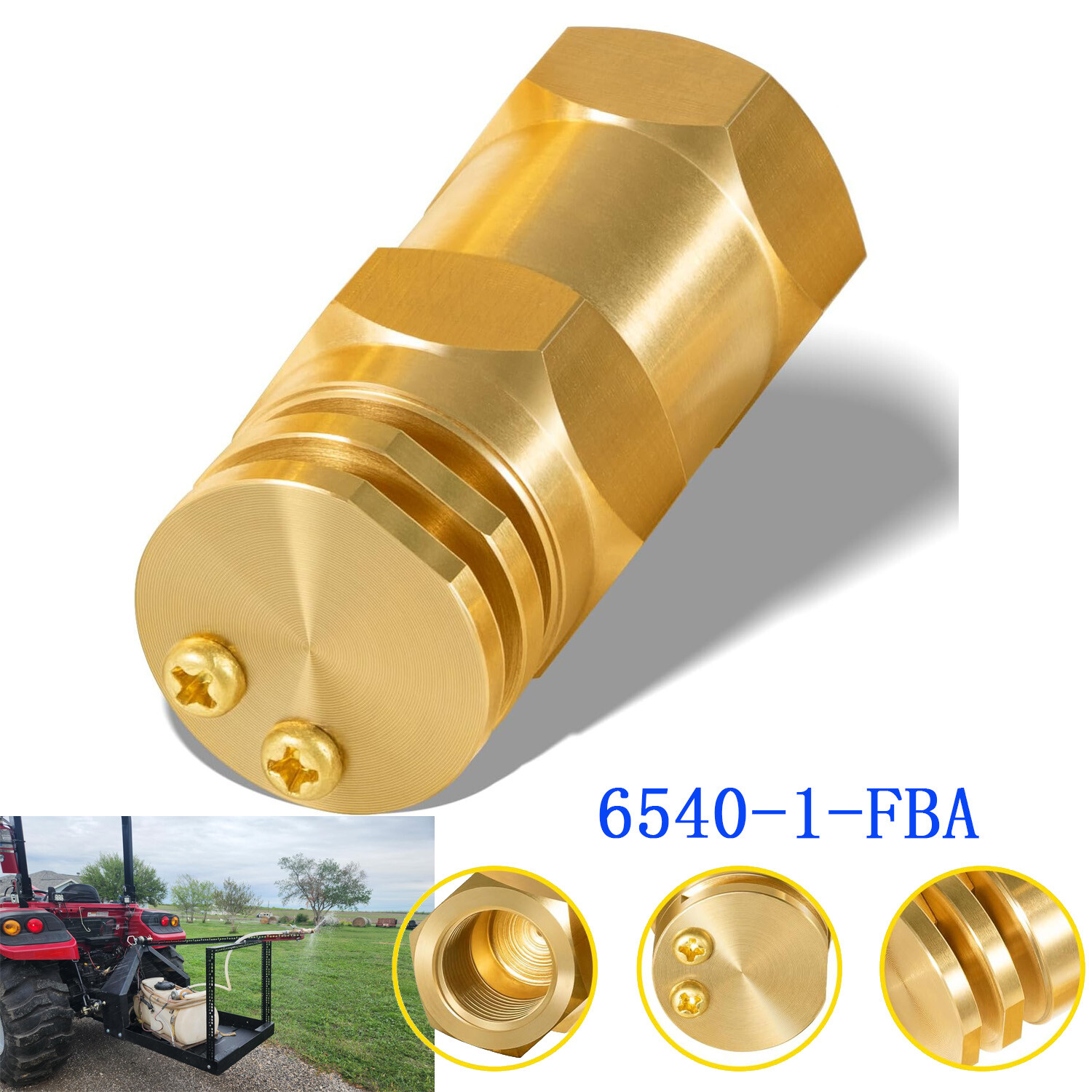 Boomless Spray Nozzle w/90°&180°Caps 1/2″FPT #5 Brass 40PSI 2.0GPM Agricultural