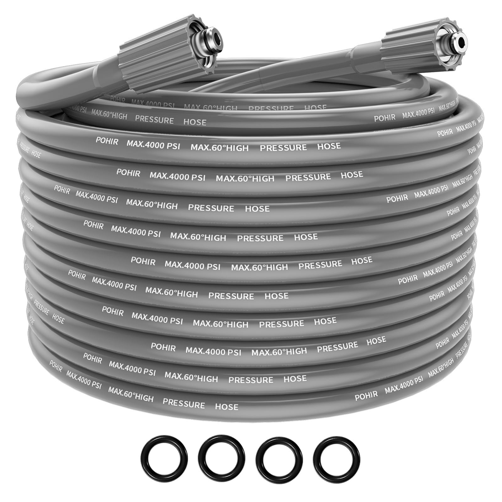 POHIR Pressue Washer Hose 25ft x 1/4″, Upgrade Super Flexible Kink Resistant …