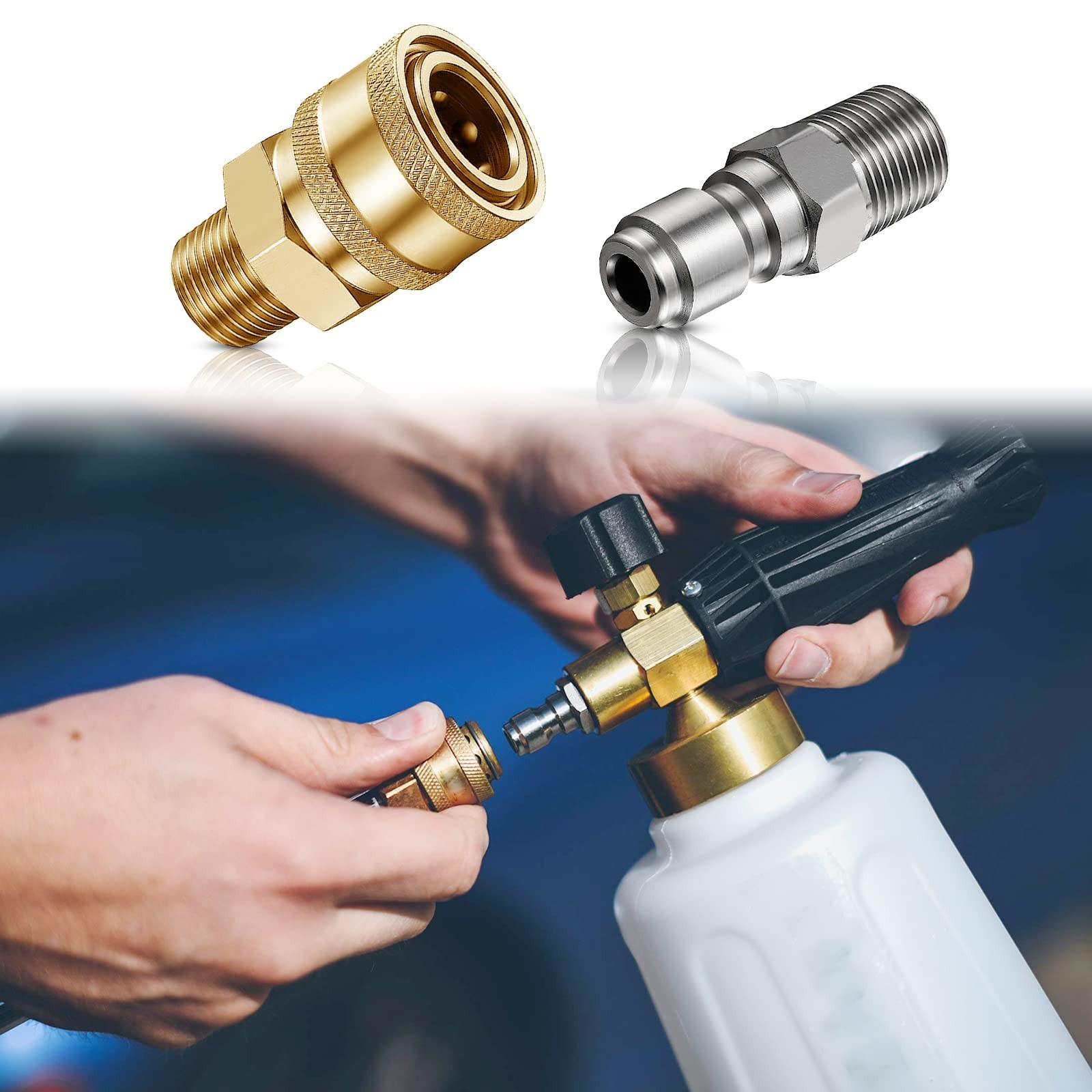 4 Pairs of NPT 1/4 Inch Pressure Washer Couplers Quick Connect Male Female Qu…