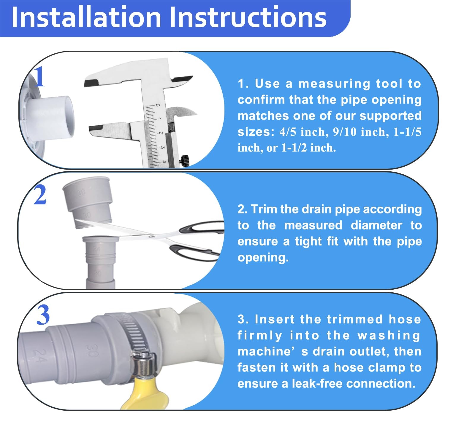 DLHMBOQ 10ft Washing Machine Drain Hose Extension Kit 10Feet, Gray