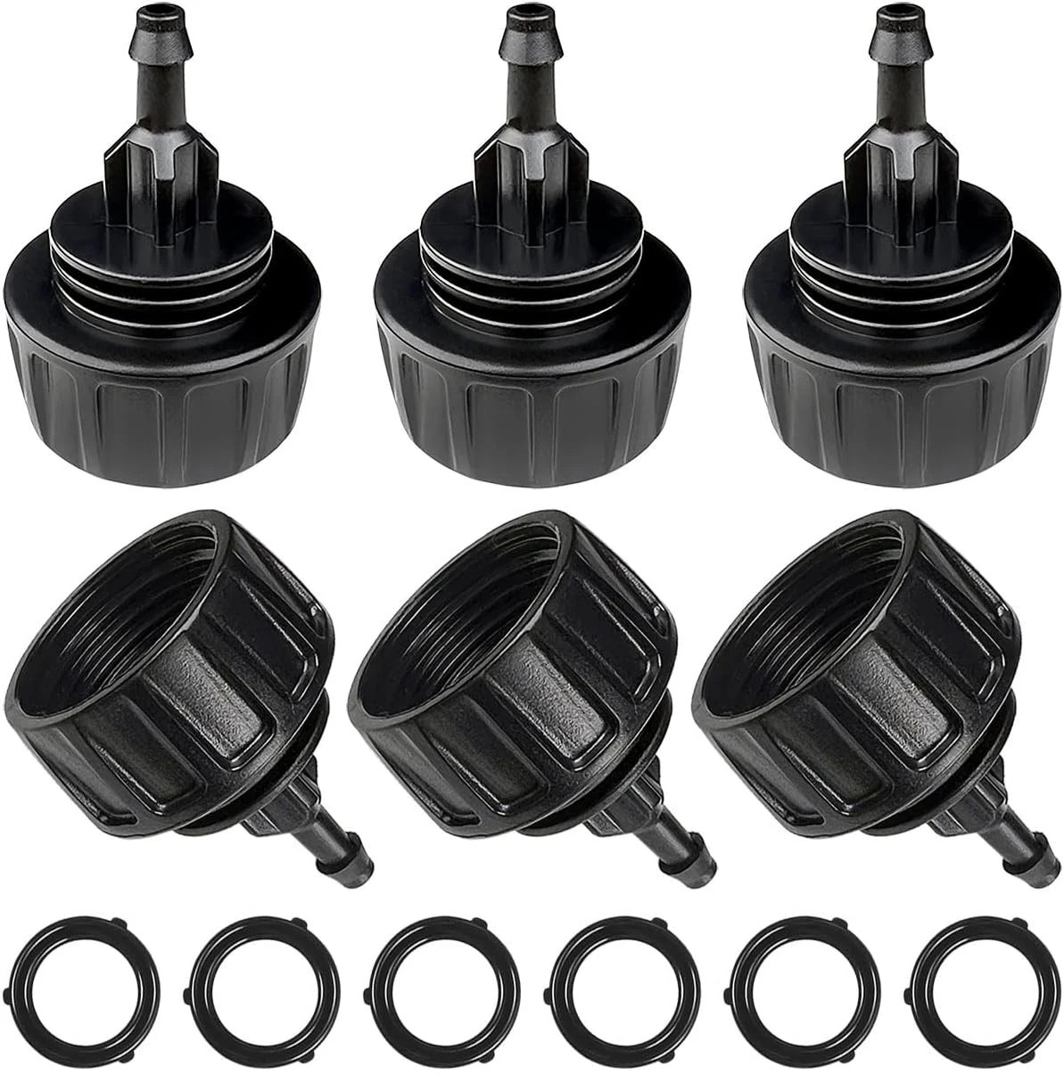 6 Pack Drip Irrigation Hose Connectors, 1/4 Inch inch, Black