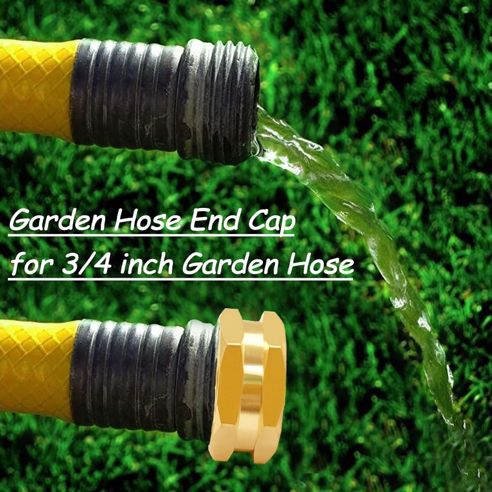 Uenede 2PCS Brass 3/4″ GHT Female Garden Hose End Cap Hex Plug with