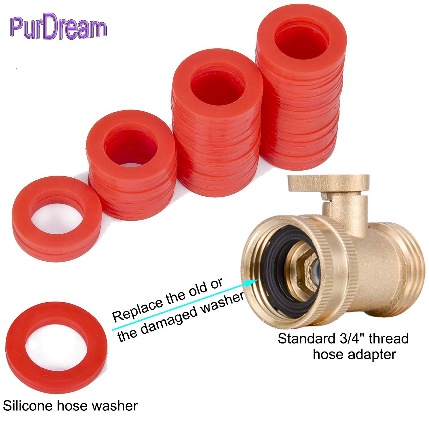 CPWUFIYD Outdoor Garden Hose Silicone Washer Gasket, 40Pcs Red 40PCS,