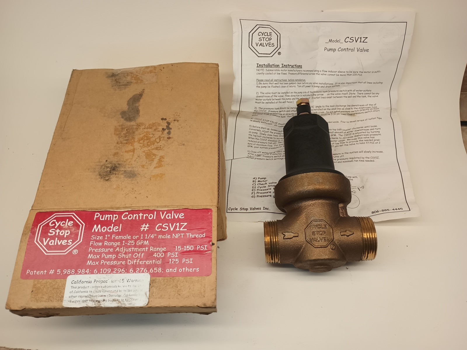 Cycle Stop Valves CSV1Z Pump Control Valve, 15 psi -150 psi 1-1/4″ Npt