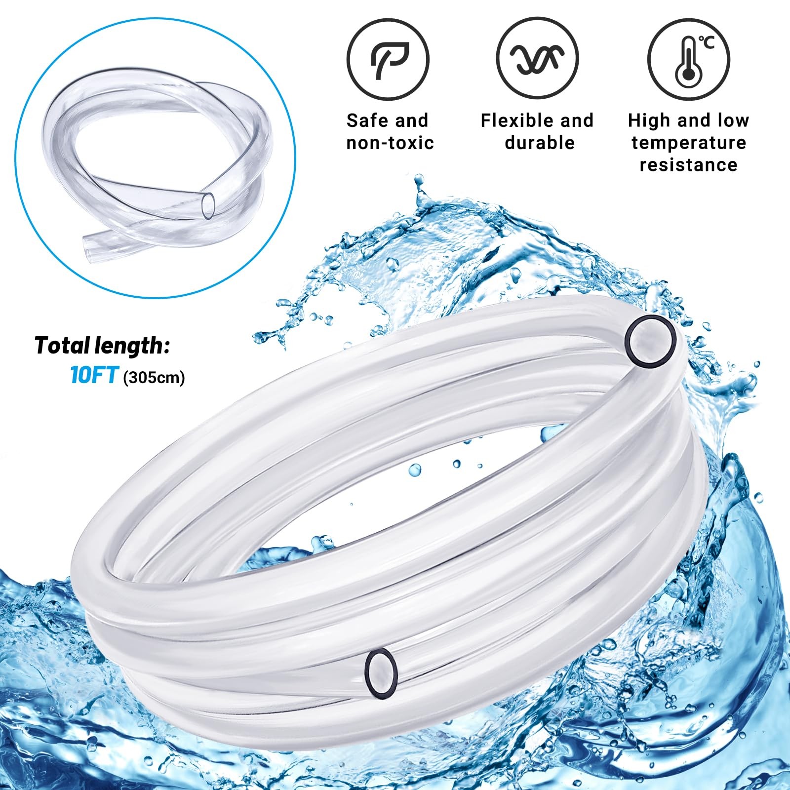 UNIFAMLIY 10Ft Portable Air Conditioner Drain Hose, Universal AC 1pack, clean