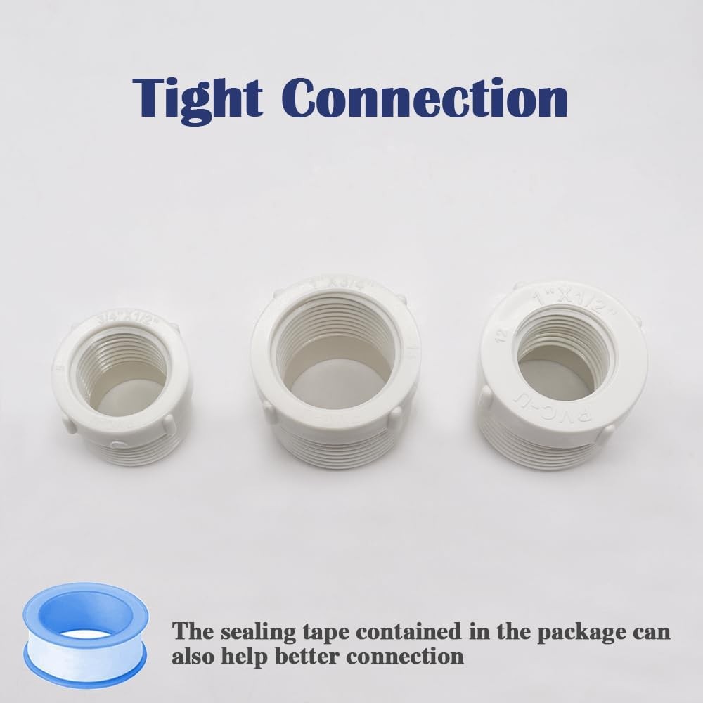 10PCS 3/4 Inch Male Thread to 1/2 Female Threaded 3/4×1/2, White