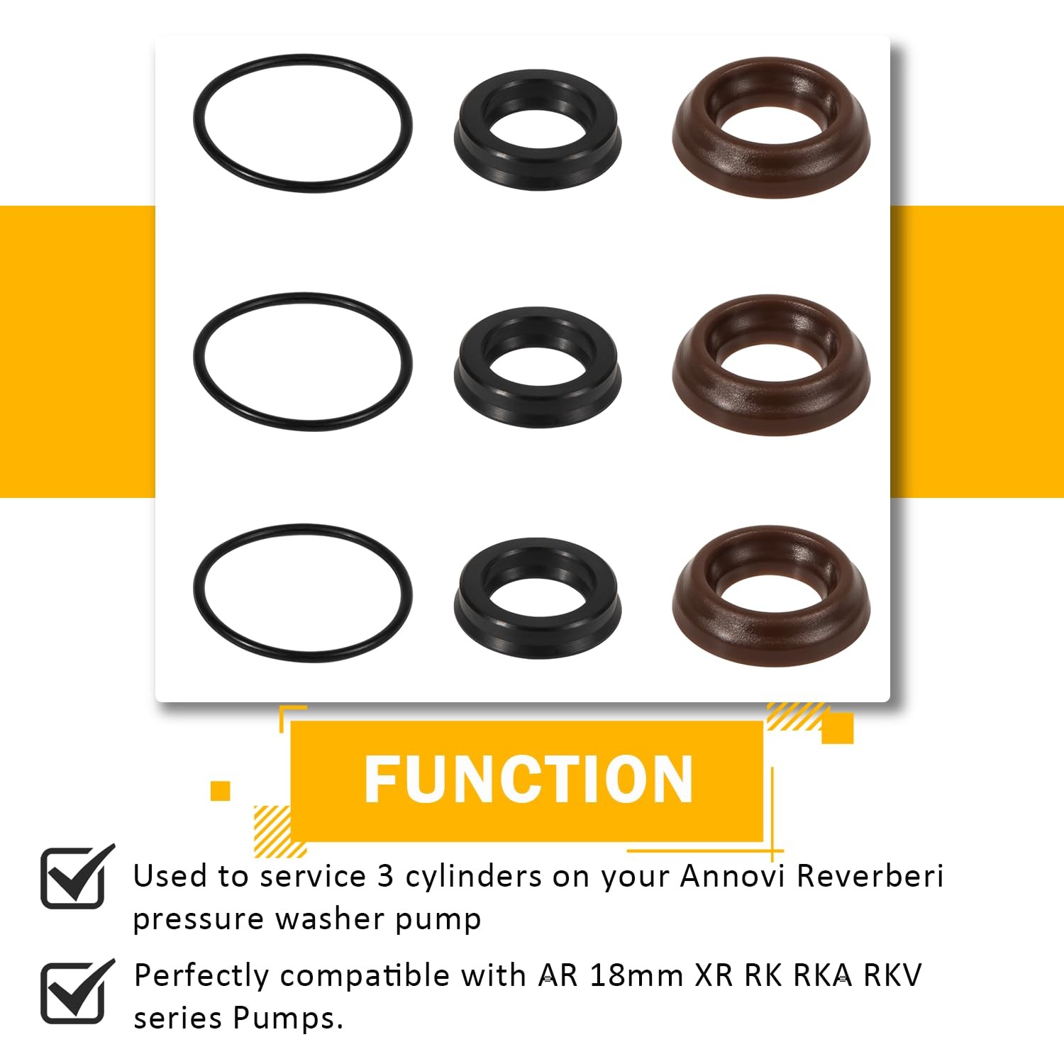 Camoo AR1857 Packing Kit 18mm Seal Gasket kit for 18.5 millimeters, black