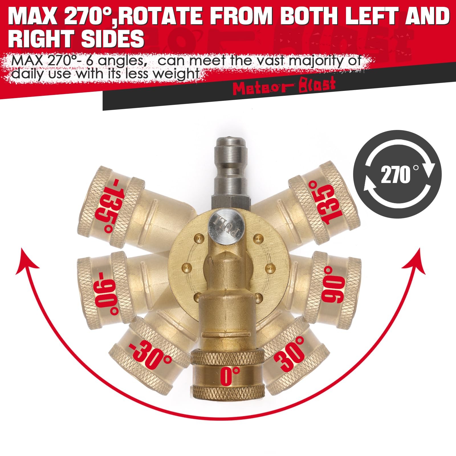 Meteor Blast Pivoting Coupler, 270 Degree with 7 7 angles：270 degree, Brass